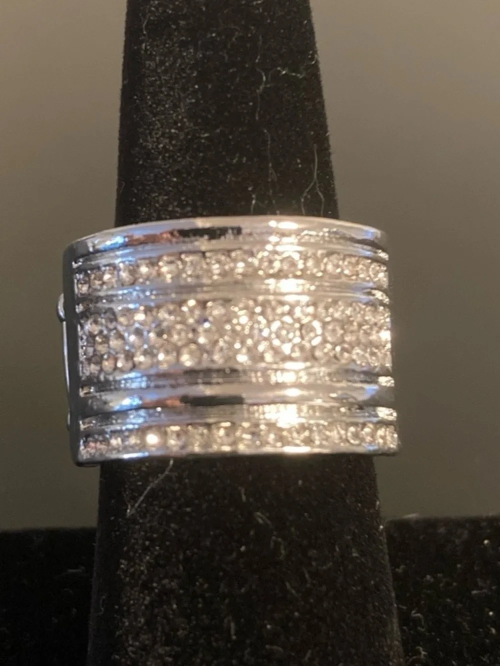 paparazzi Silver Pavé Wide Band Ring